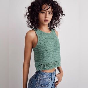 Madewell Kellen Crocheted Sweater Tank Green Size Medium